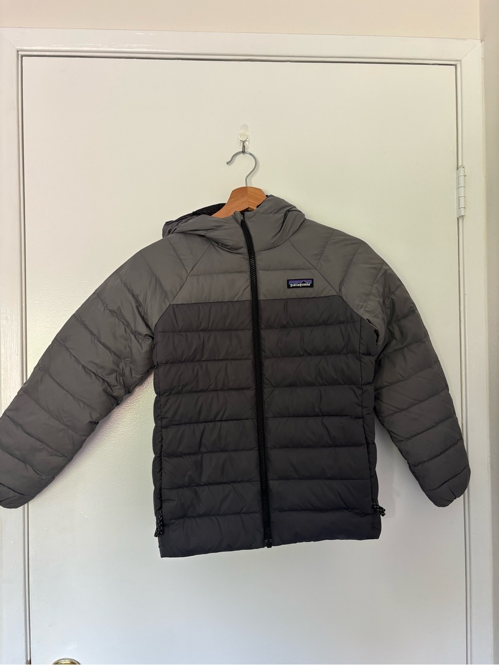 Patagonia Kids Gray Hooded Puffer Jacket